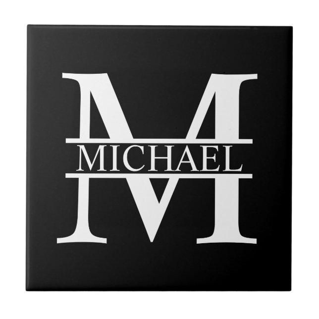 Personalized Monogram and Name Ceramic Tile (Front)