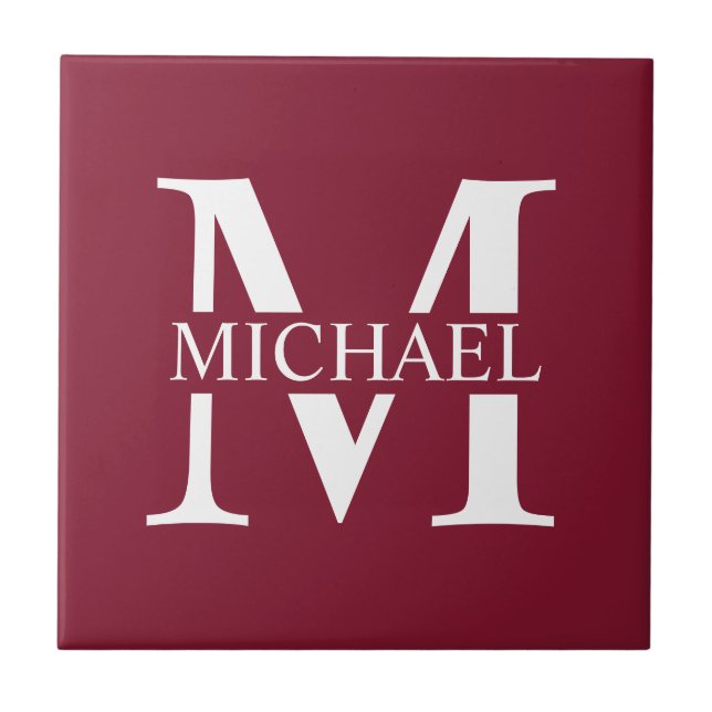 Personalized Monogram and Name Ceramic Tile (Front)