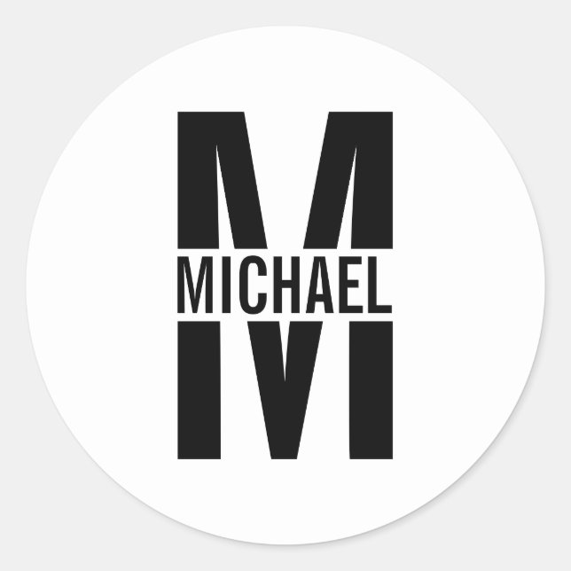 Personalized Monogram and Name Classic Round Stick Sticker (Front)