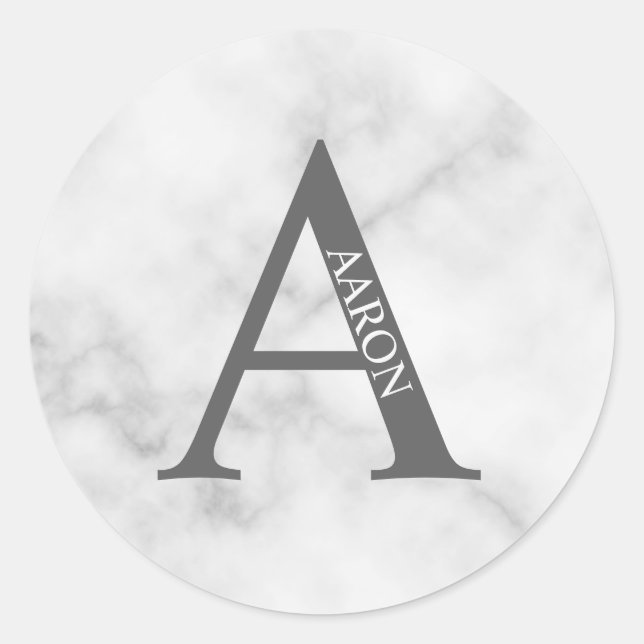 Personalized Monogram and Name Classic Round Stick Sticker (Front)