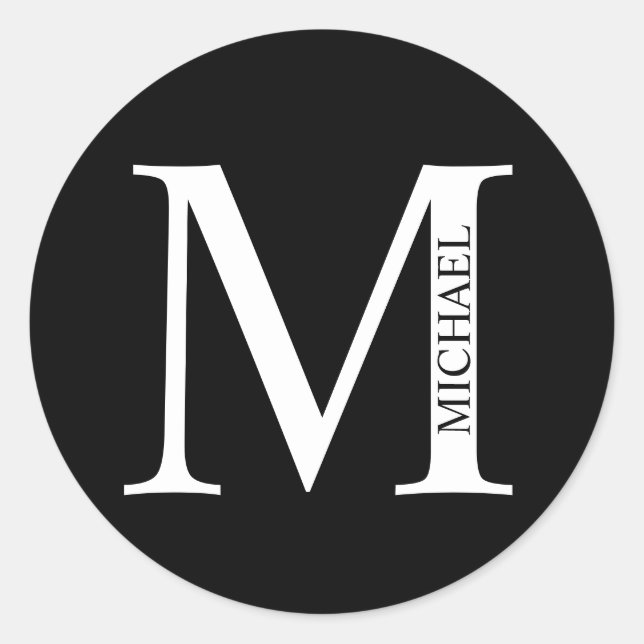Personalized Monogram and Name Classic Round Sticker (Front)