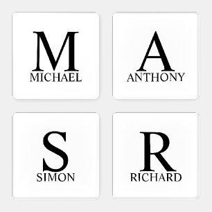 Personalized Monogram and Name Coaster Set