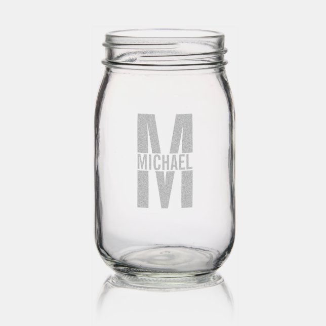 Personalized Monogram and Name Coffee Mug Mason Jar (Glassware)