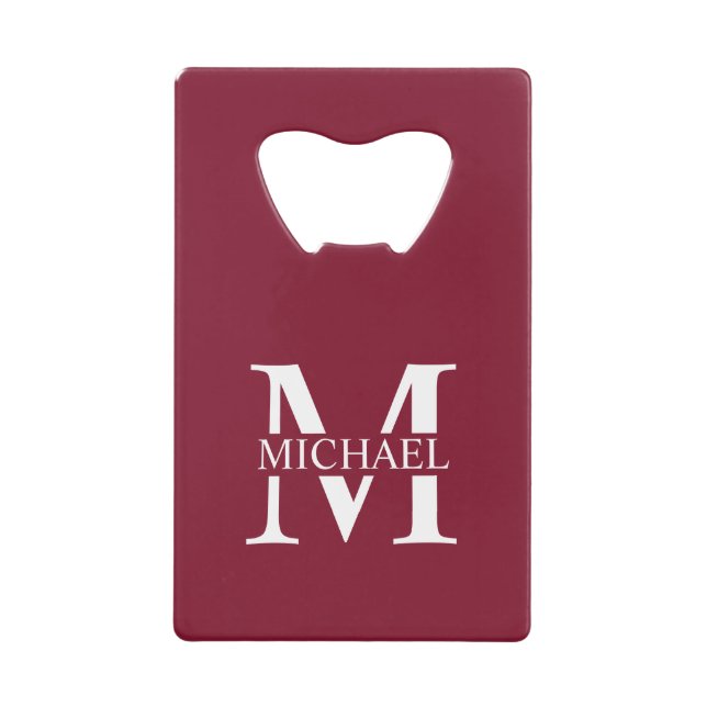 Personalized Monogram and Name Credit Card Bottle Opener (Front)