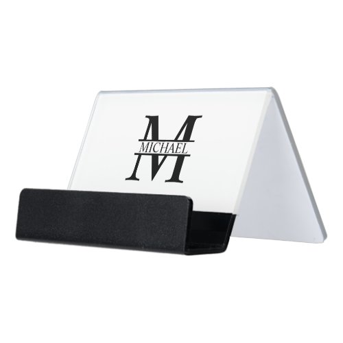 Personalized Monogram and Name Desk Business Card Holder