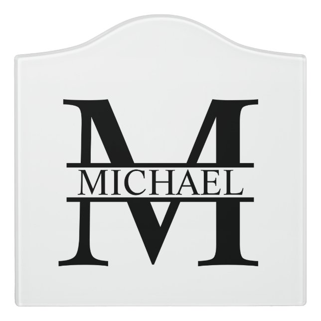 Personalized Monogram and Name Door Sign (Large Crest Front)