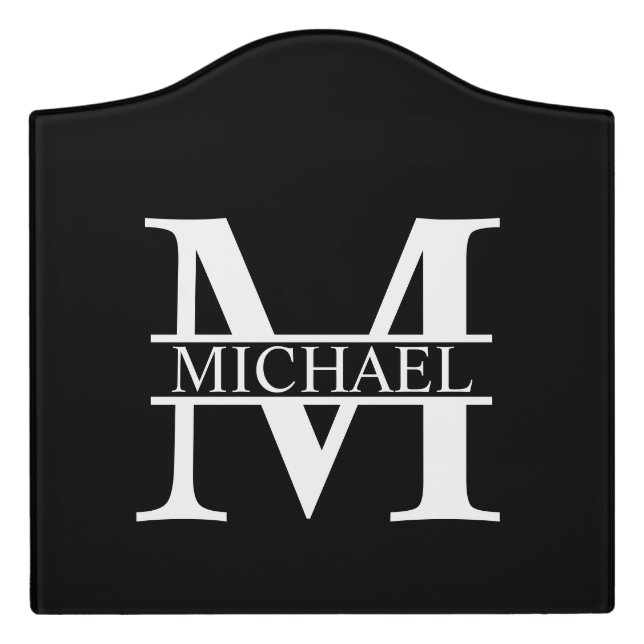 Personalized Monogram and Name Door Sign (Large Crest Front)