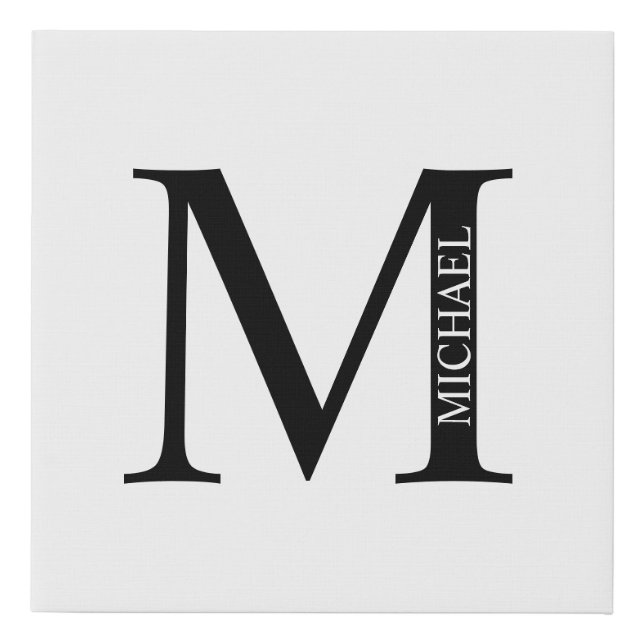 Personalized Monogram and Name Faux Canvas Print (Front)