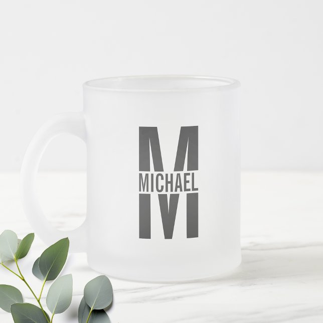 Personalized Monogram and Name Frosted Glass Coffe Coffee Mug (Creator Uploaded)