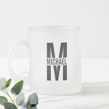 Personalized Monogram And Name Frosted Glass Coffe Frosted Glass Coffee Mug by manadesignco at Zazzle