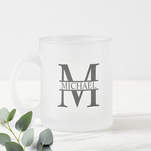 Personalized Monogram and Name Frosted Glass Coffee Mug