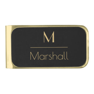 Personalized Monogram and Name Gold Finish Money Clip