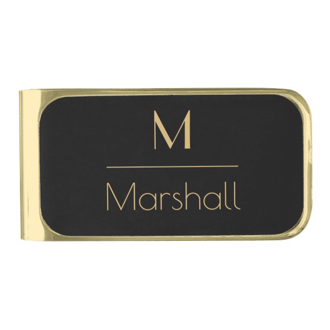 Personalized Monogram and Name Gold Finish Money Clip (Front)