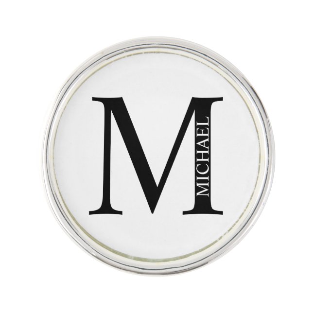 Personalized Monogram and Name Lapel Pin (Front)