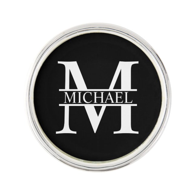 Personalized Monogram and Name Lapel Pin (Front)