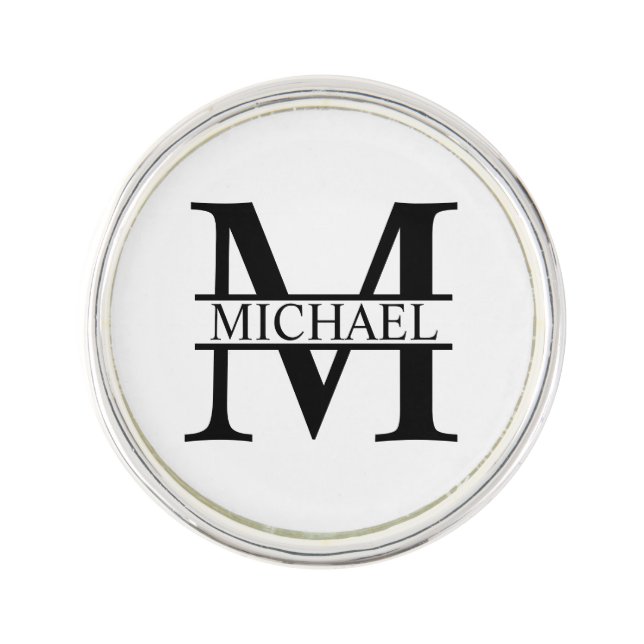 Personalized Monogram and Name Lapel Pin (Front)