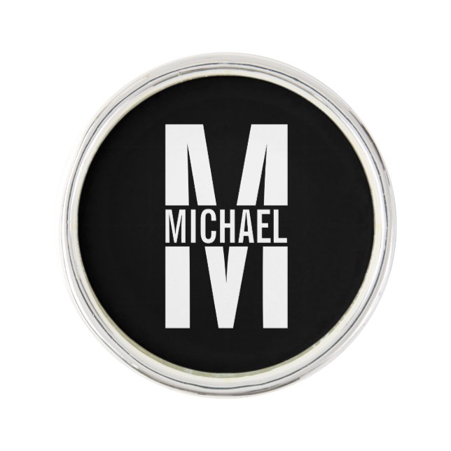 Personalized Monogram and Name Lapel Pin (Front)