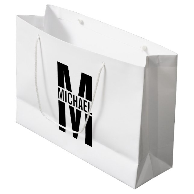 Personalized Monogram and Name Large Gift Bag (Front Angled)