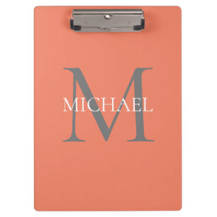 Personalized Monogram and Name Light Pink Clipboard