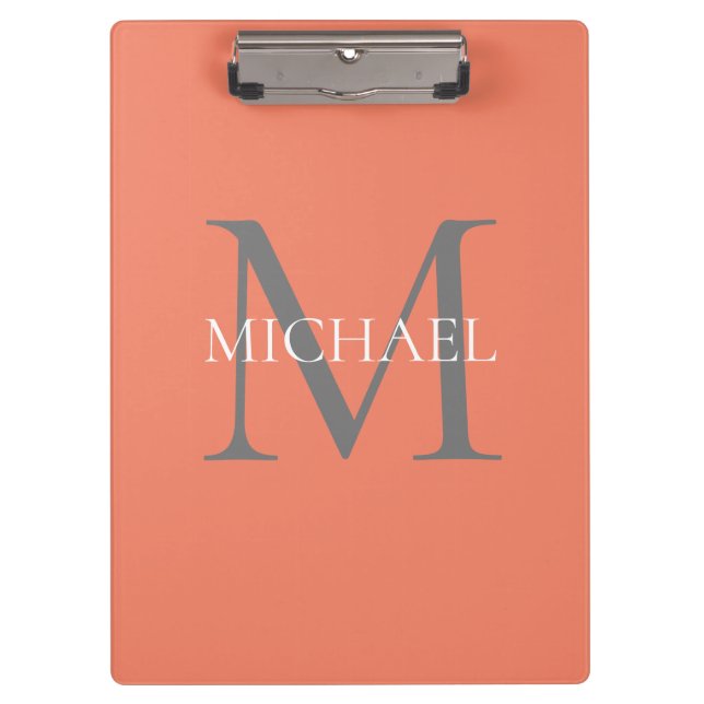 Personalized Monogram and Name Light Pink Clipboard (Front)