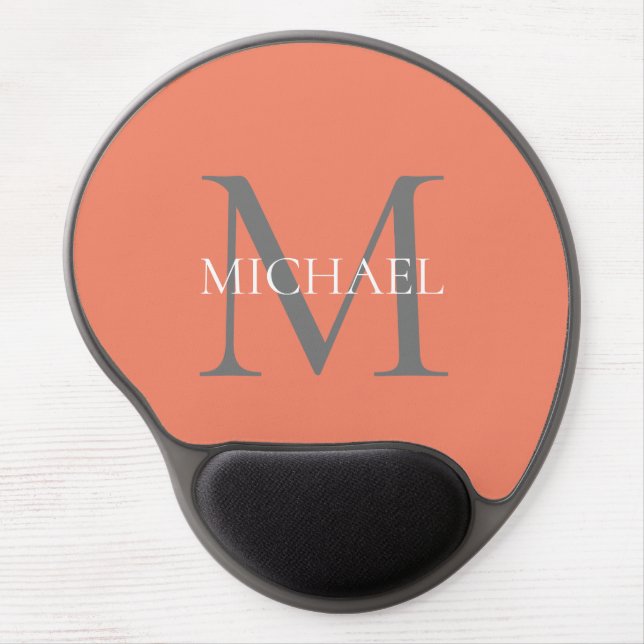 Personalized Monogram and Name Light Pink Gel Mouse Pad (Front)