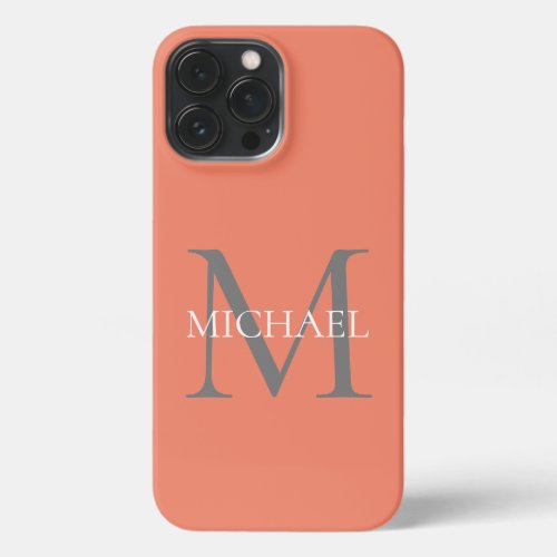 Personalized Monogram and Name Light Pink iPhone 13 Pro Max Case