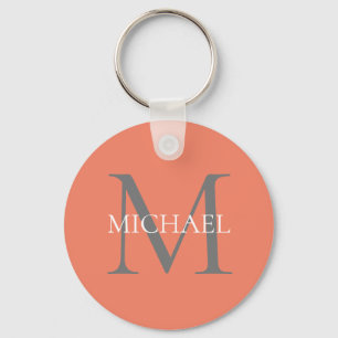 Personalized Monogram and Name Light Pink Keychain