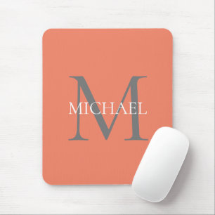 Personalized Monogram and Name Light Pink Mouse Pad