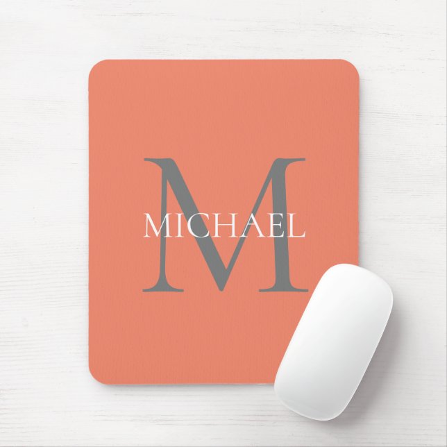 Personalized Monogram and Name Light Pink Mouse Pad (With Mouse)