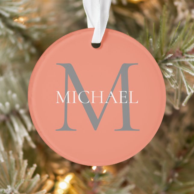 Personalized Monogram and Name Light Pink Ornament (Tree)