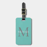 Stylish Name Personalized Teal Bag Tag