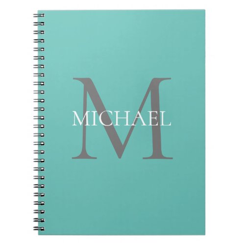 Personalized Monogram and Name Light Teal Notebook