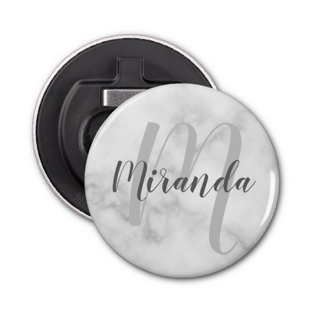 Personalized Monogram and Name Marble Bottle Opener (Front)