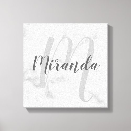 Personalized Monogram and Name Marble Canvas Print
