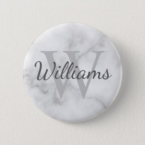 Personalized Monogram and Name Marble Look Button