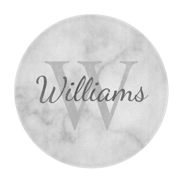 Personalized Monogram and Name Marble Look Cutting Board (Front)