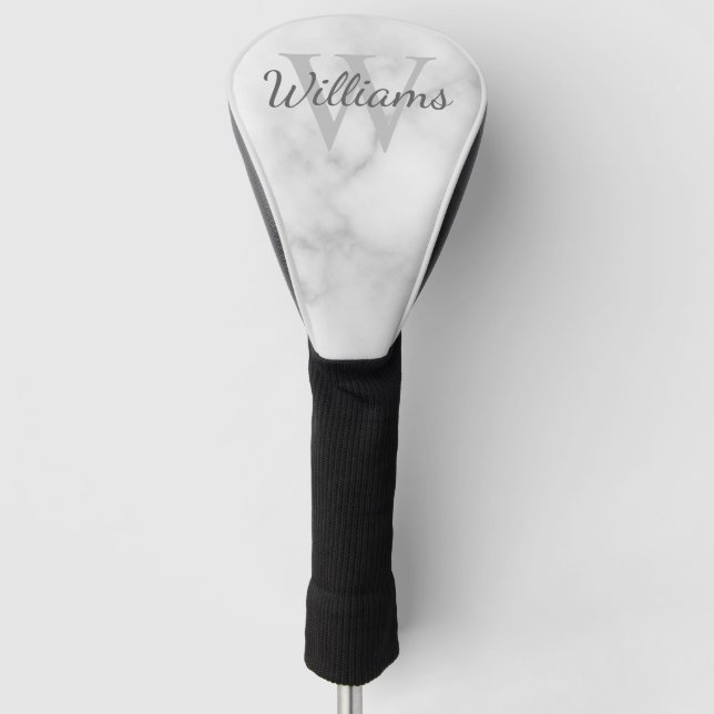 Personalized Monogram and Name Marble Look Golf Head Cover (Front)