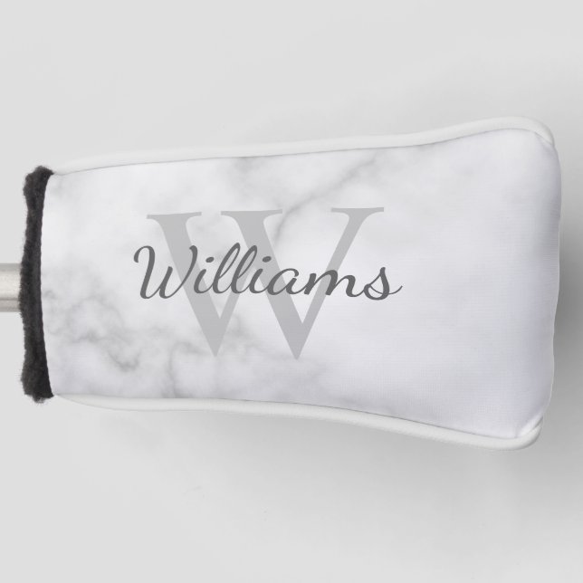 Personalized Monogram and Name Marble Look Golf Head Cover (Front)