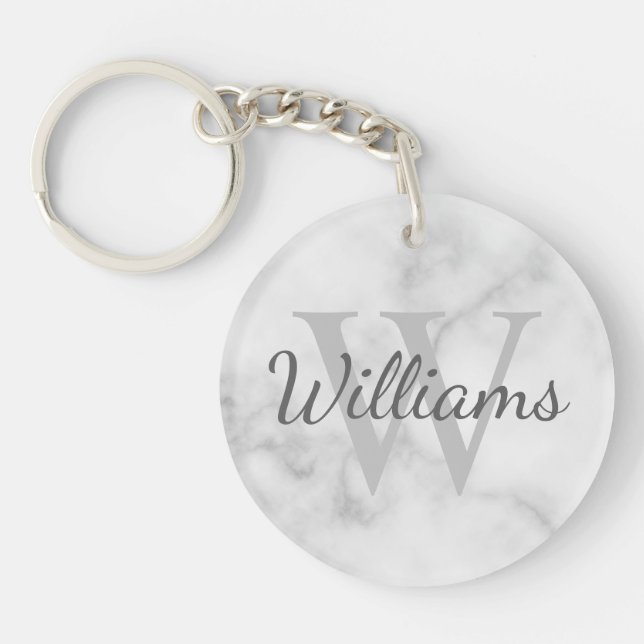 Personalized Monogram and Name Marble Look Keychain (Front)