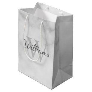 Personalized Monogram and Name Marble Look Medium Gift Bag