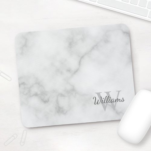 Personalized Monogram and Name Marble Look Mouse Pad