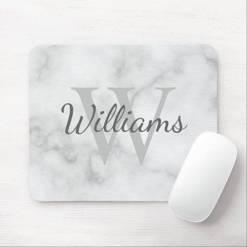Personalized Monogram and Name Marble Look Mouse Pad