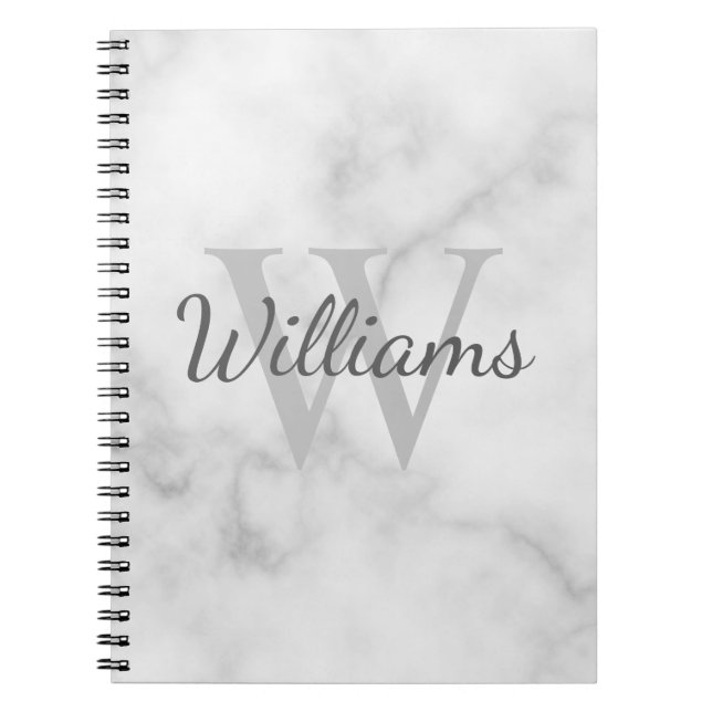 Personalized Monogram and Name Marble Look Notebook (Front)