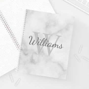 Personalized Monogram And Name Marble Look Notebook by manadesignco at Zazzle