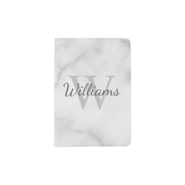 Personalized Monogram and Name Marble Look Passport Holder (Front)