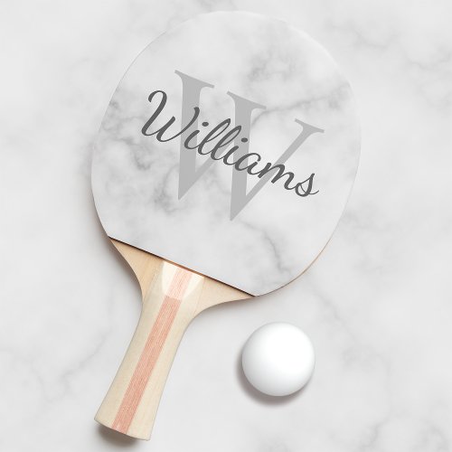 Personalized Monogram and Name Marble Look Ping Pong Paddle