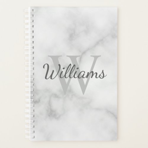 Personalized Monogram and Name Marble Look Planner