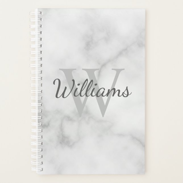 Personalized Monogram and Name Marble Look Planner (Front)