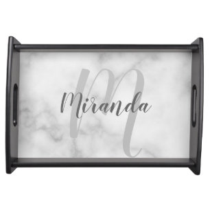 Personalized Monogram and Name Marble Serving Tray