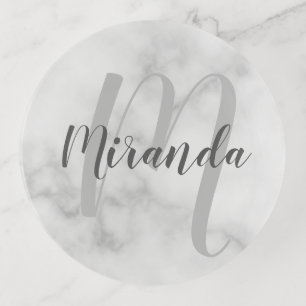 Personalized Monogram and Name Marble Trinket Tray